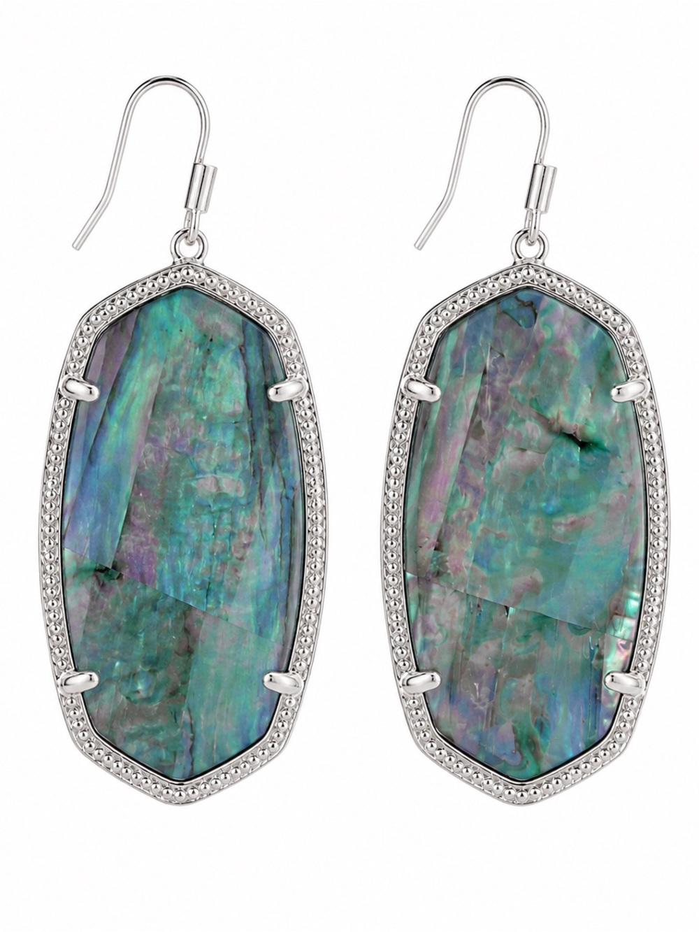 NWT Kendra Scott Danielle Earrings - Silver & Lilac Abalone